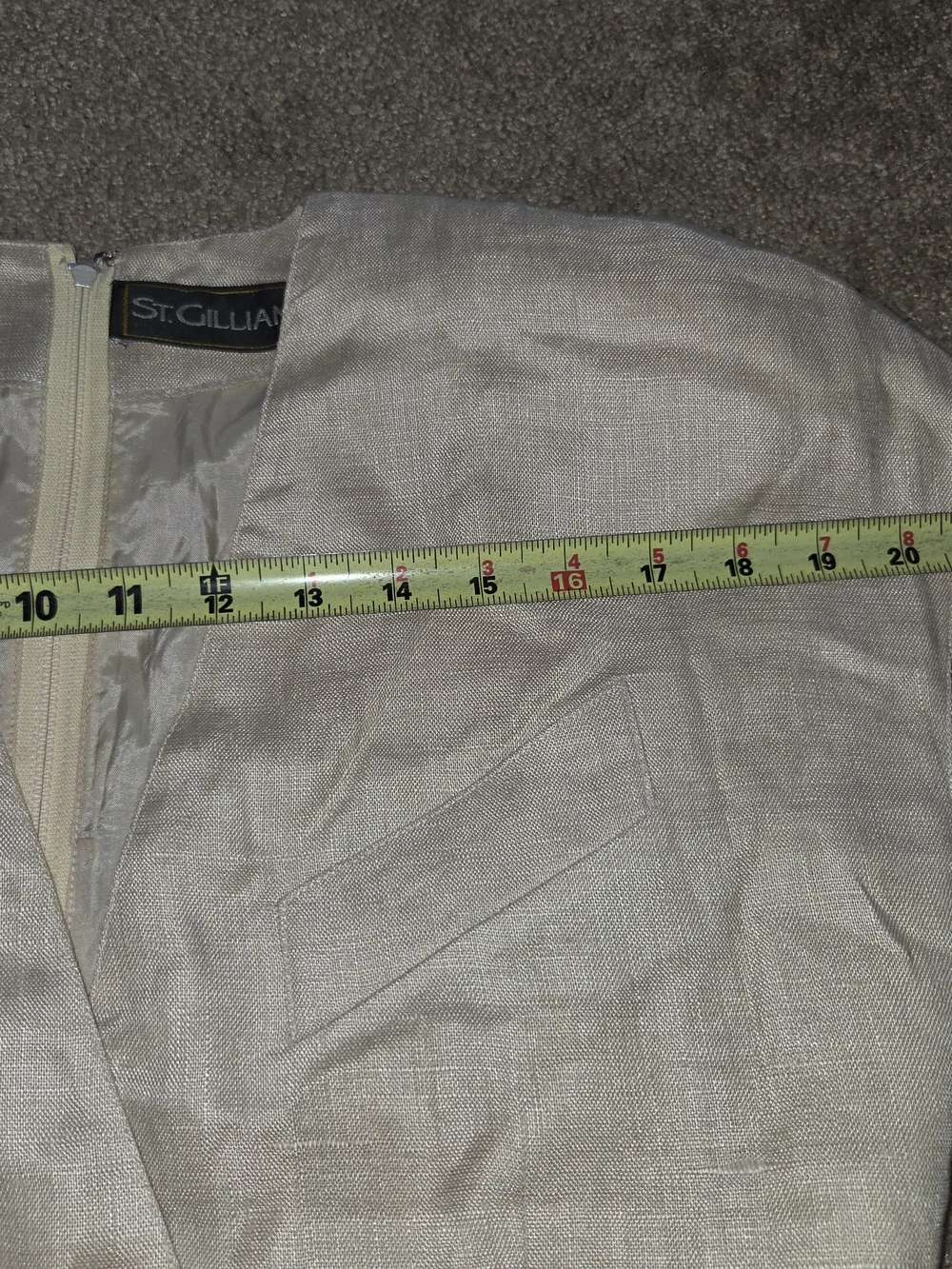 Vintage St. Gillian 100% Linen Wrap Dress Belted Natural Oatmeal Size 8 - Picture 4 of 11